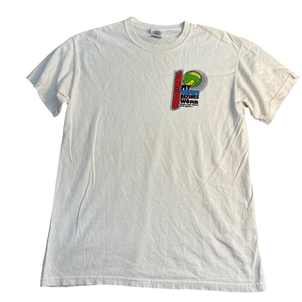 Gildan White Volleyball Graphic T-Shirt Mens Medium Tandem Sport 2010 Funny Tee